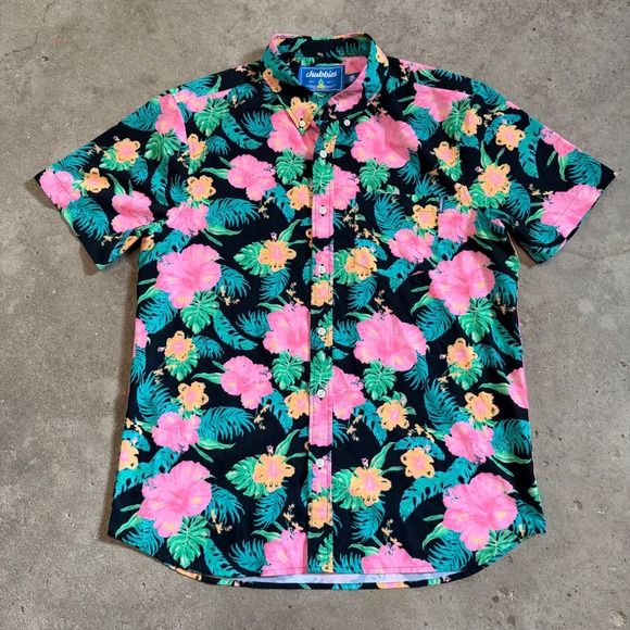 chubbies Other - Chubbies Button Down Shirt Mens Large Black Pink Floral Tropical Short Sleeve